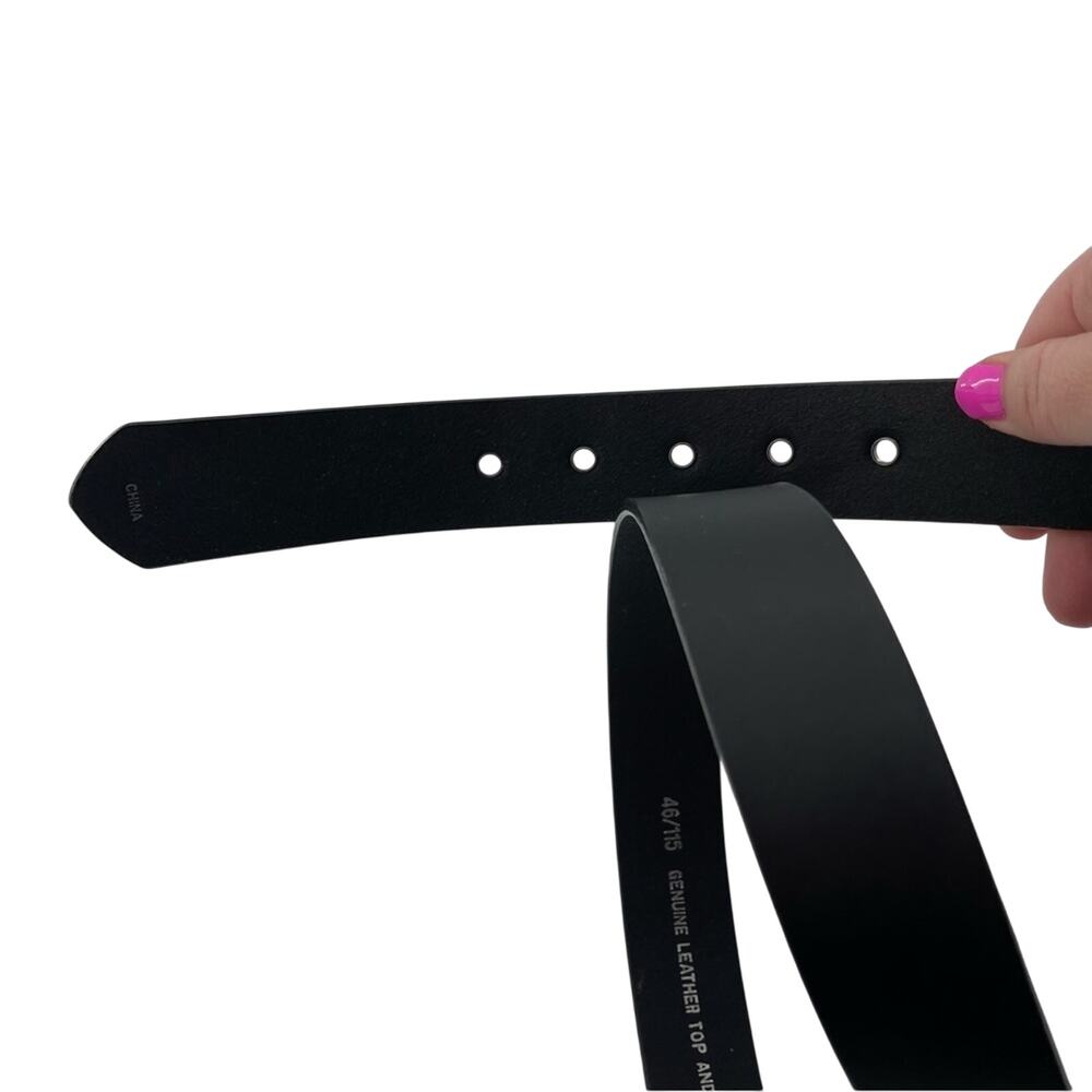 Wrangler Black Genuine Leather Western Style Plain Work Belt Size 46 - Picture 4 of 8